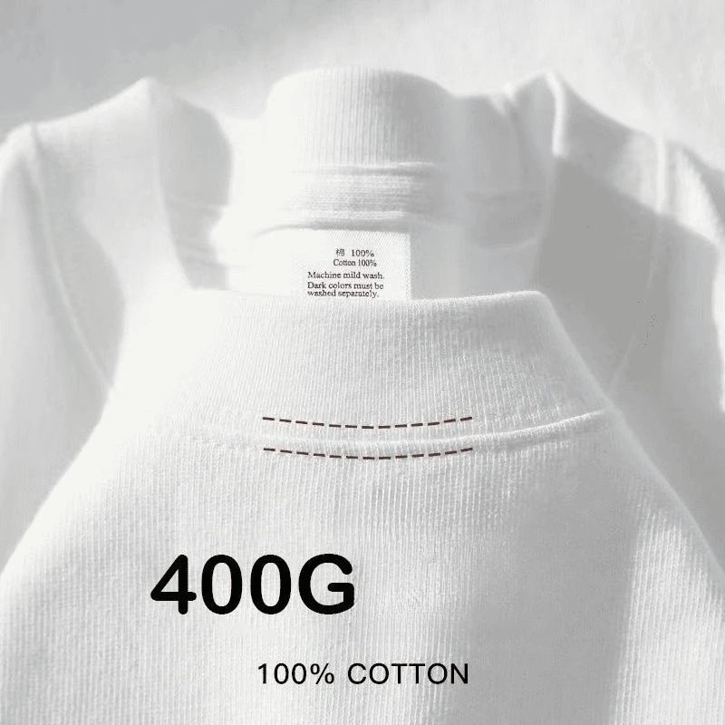400 グラム綿 Tシャツメンズ半袖ヘビーウェイト夏ラウンドネックルーズ通気性シャツ男性女性のためのベーシック Tシャツ