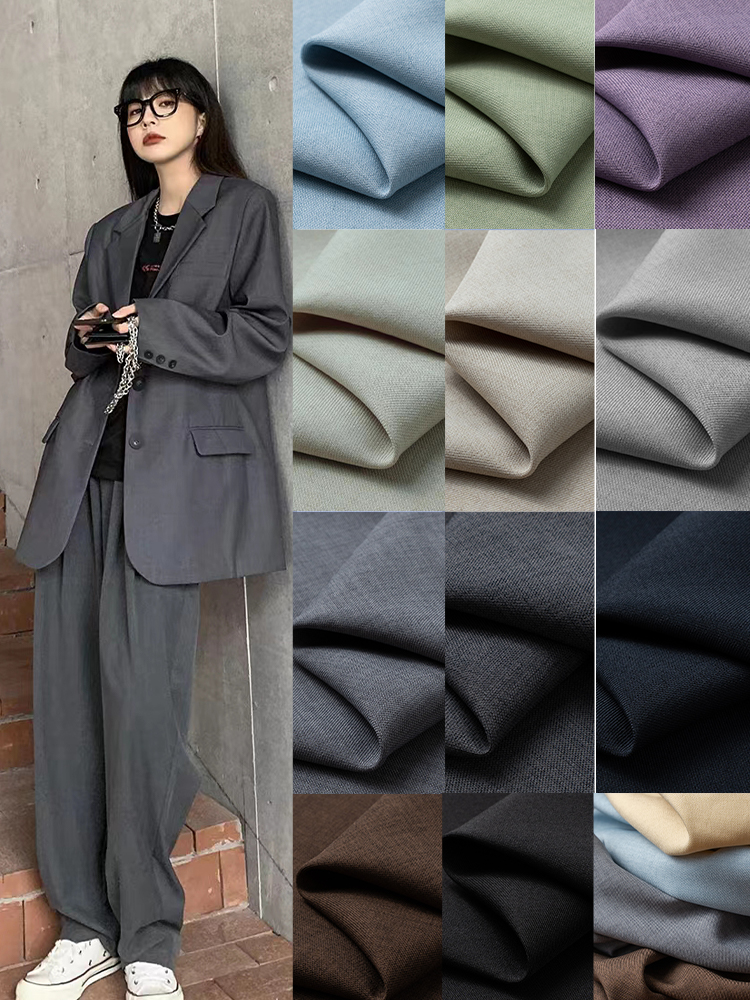 しわ防止ストレッチスーツ生地メートル単位でコート服ドレス制服 Diy 縫製布マイクロストレッチソフトブラックグレー