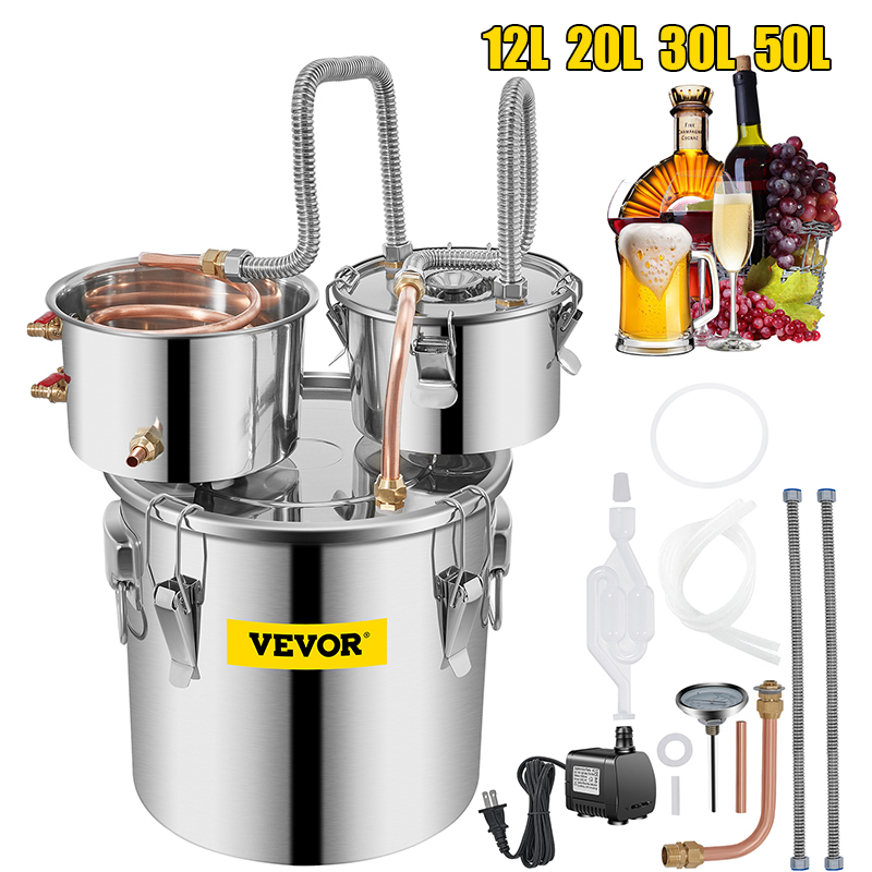 SucceBuy 12L 20L 30L 50L アルコール醸造蒸留器 DIY 密造酒装置ステンレス鋼蒸留器ウイスキーブランデー家電