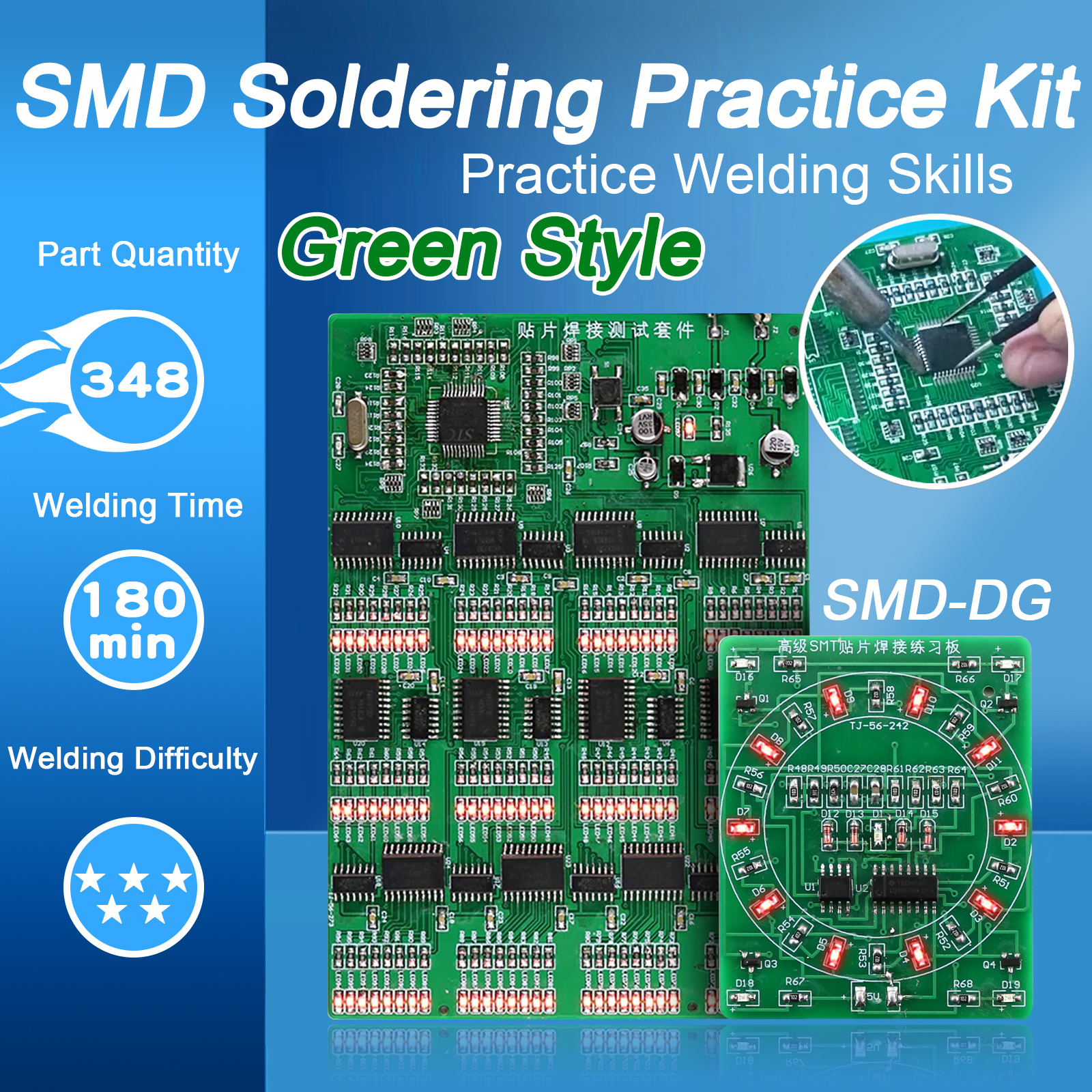 はんだ付け練習 2 点セット SMD 回路基板 LED 電子 SMT コンポーネント DIY PCB キットプロジェクトツール基本的なはんだ付けキット