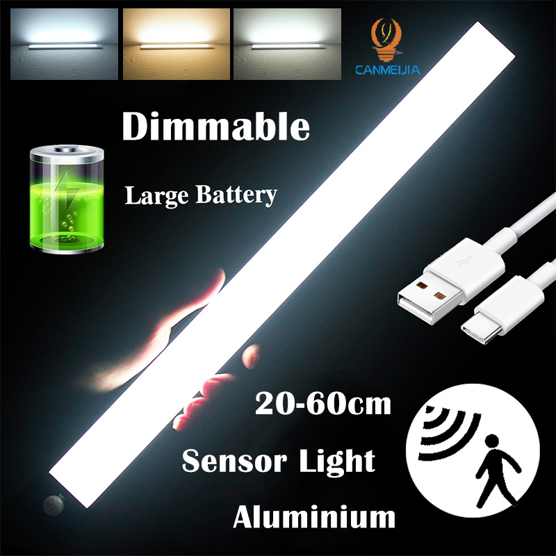モーションセンサーキャビネットライト USB 充電式 LED アンダーキャビネットライト 3 色調光可能な磁気ナイトライト