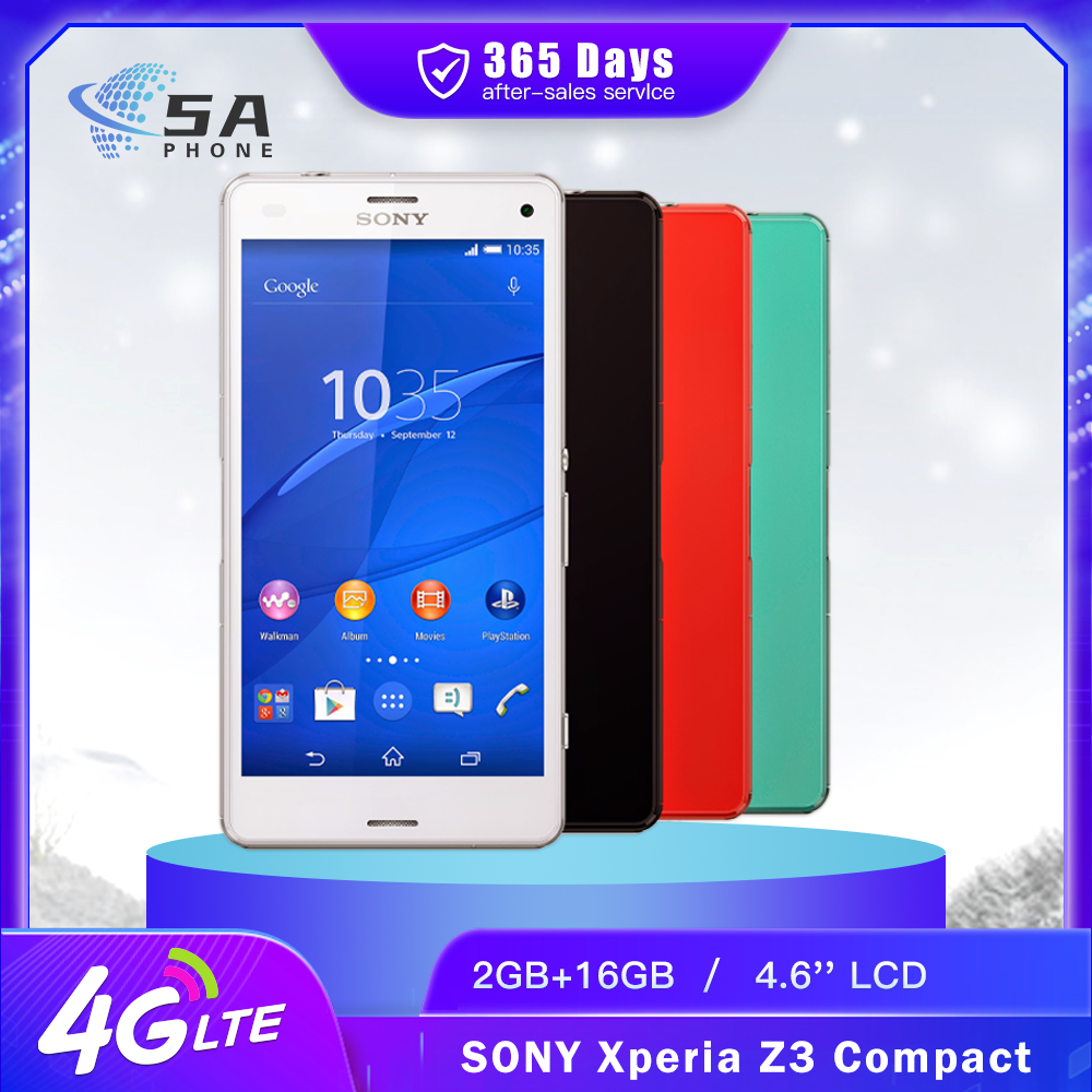 オリジナル Sony Xperia Z3 Compact D5803 4G 携帯電話日本バージョン 2 ギガバイト 16 ギガバイト 4.6 ''20.7MP Snapdragon 801 オクタコアスマートフォン
