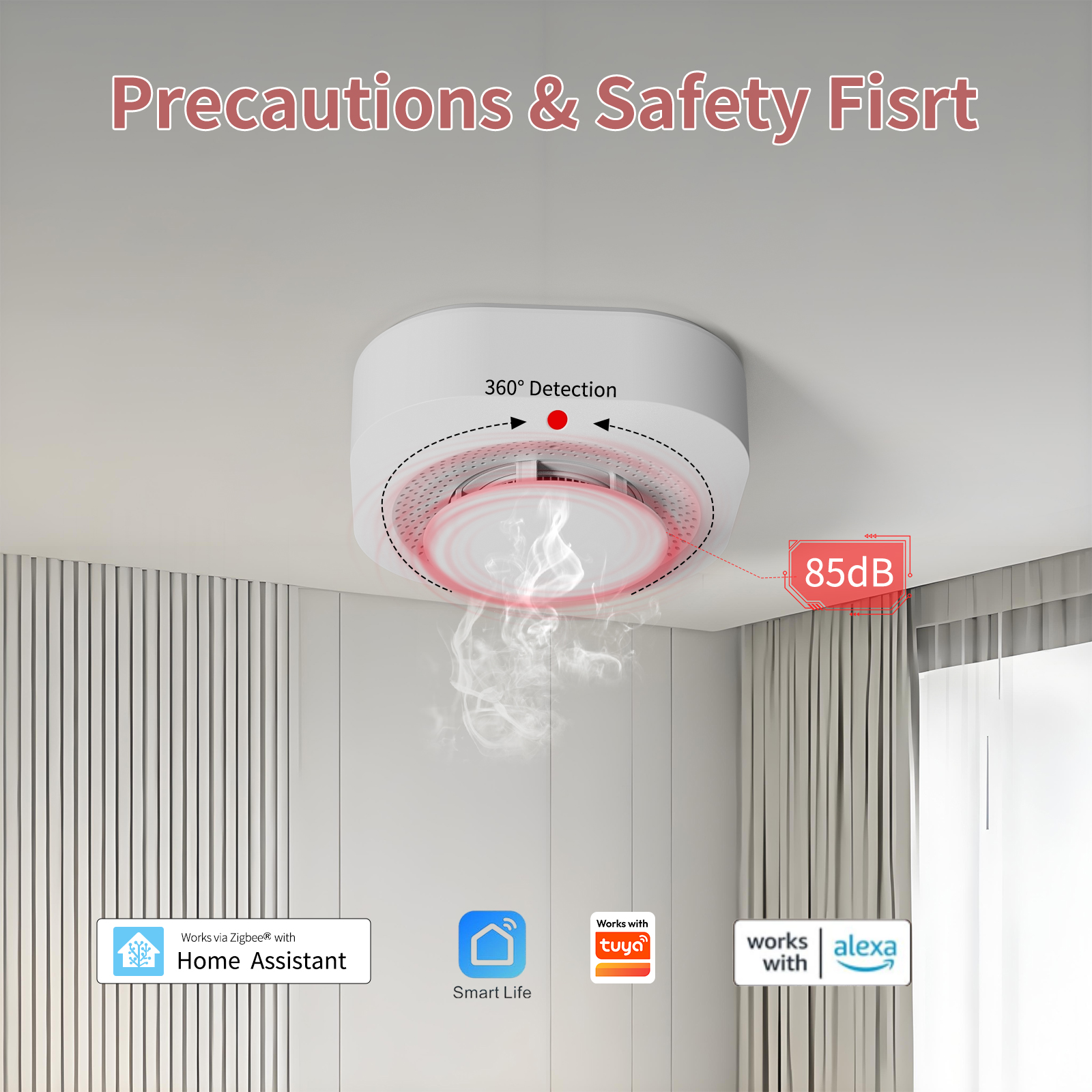 Tuya Zigbee DC 3V 煙探知器スマートライフ煙検知ホームセキュリティ保護石炭ストーブバスルーム用