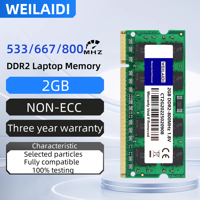 DDR2 2GB 4GB 667MHz 800MHz ノートパソコン用メモリ RAM PC2-5300 6400 SODIMM 1.8V 200ピン 非ECC アンバッファード DDR2 ノートブックメモリ RAM