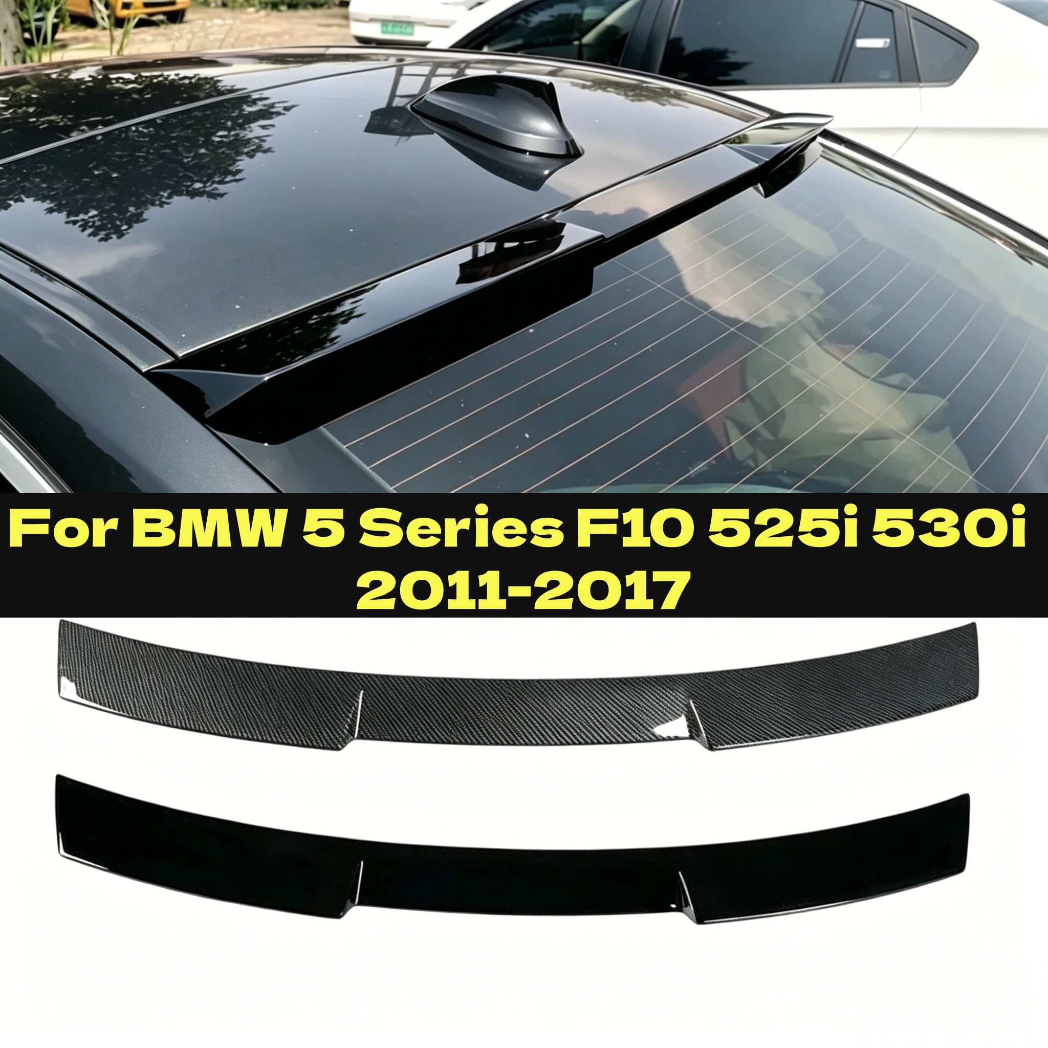 1 個 BMW 5 シリーズ F10 525i 530i 2011-2017 ABS 車のリアウィンドウルーフスポイラーウイングリップカーアクセサリー光沢のある黒/カーボンルック