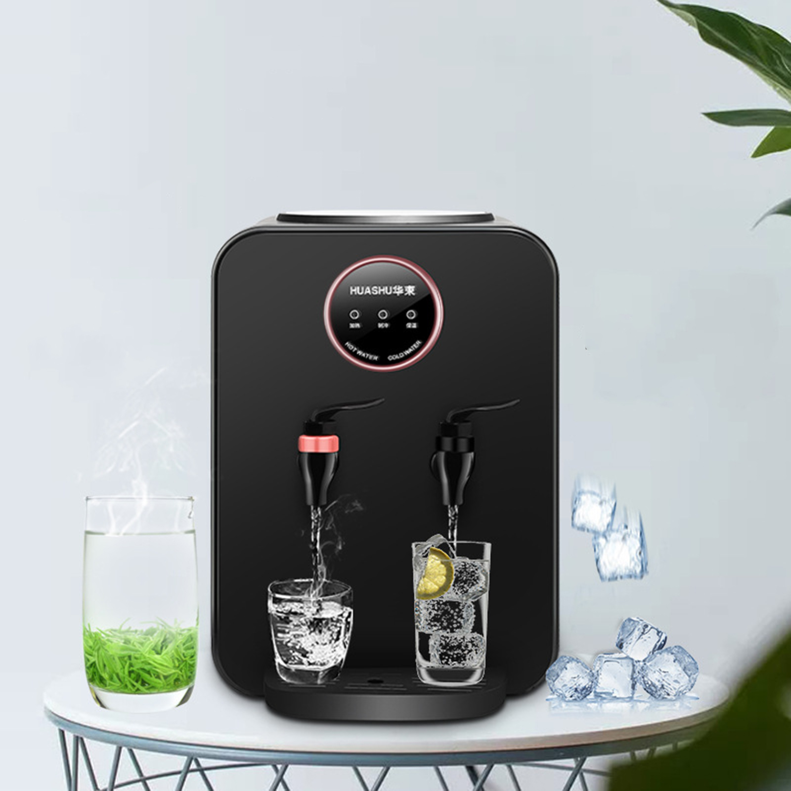 2 in 1 カウンタートップウォーターディスペンサー 使いやすい ポータブル コンパクト トップローディング ウォータークーラーディスペンサー テント RV 寮 狭い場所用