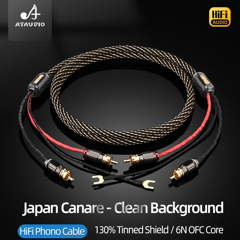 Canare HiFi オーディオ 2RCA ケーブルとアース線黒テーププレーヤー高品質 6N OFC 2RCA LP ビニールレコードシャーシトーンアームケーブル