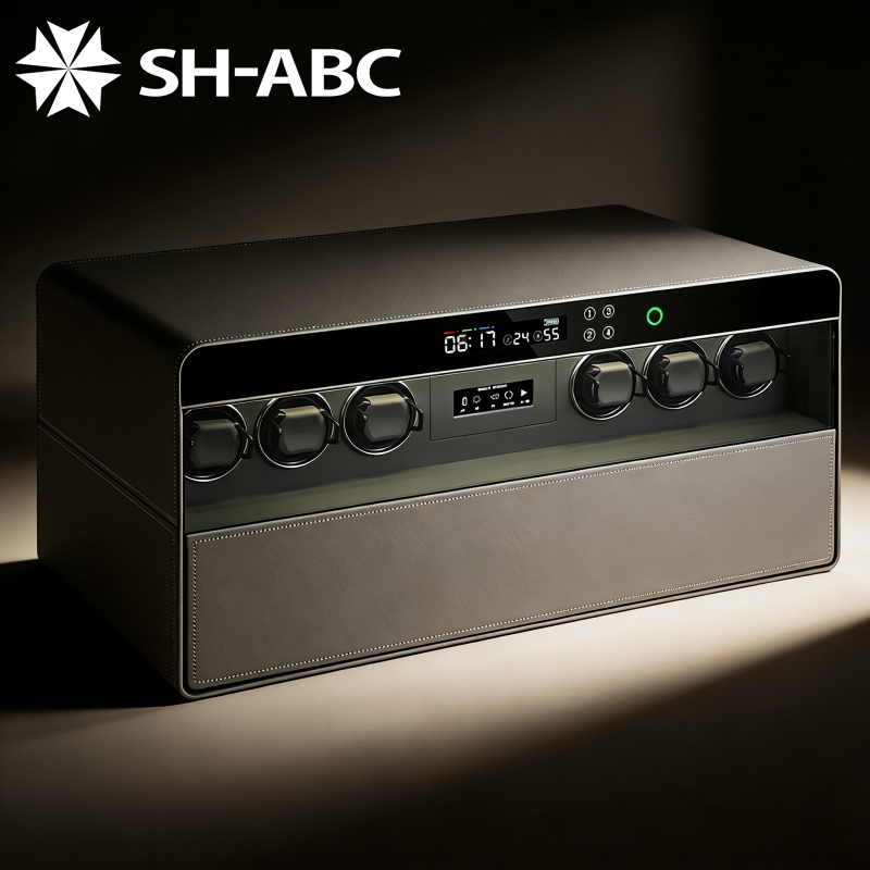 SH-ABC指紋認証ウォッチワインダーキャビネット、自動回転ジュエリー