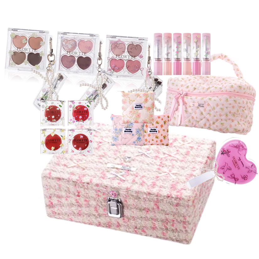 FLORTTE オールインメイクアップセットボックスフルアイシャドウパレットブラッシュクリーム口紅プロフェッショナルメイクアップキット 19 個