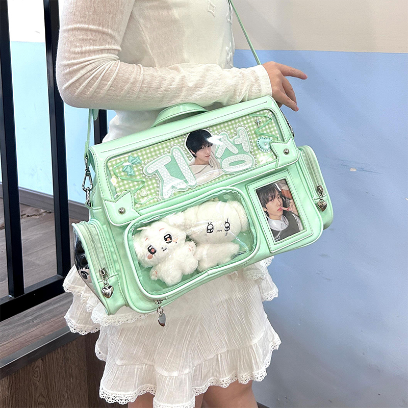 新しい Y2K かわいい Ita バッグ原宿ガール透明ポケット大容量クロスボディバッグロリータ DIY バッジディスプレイカジュアルショルダーバッグ