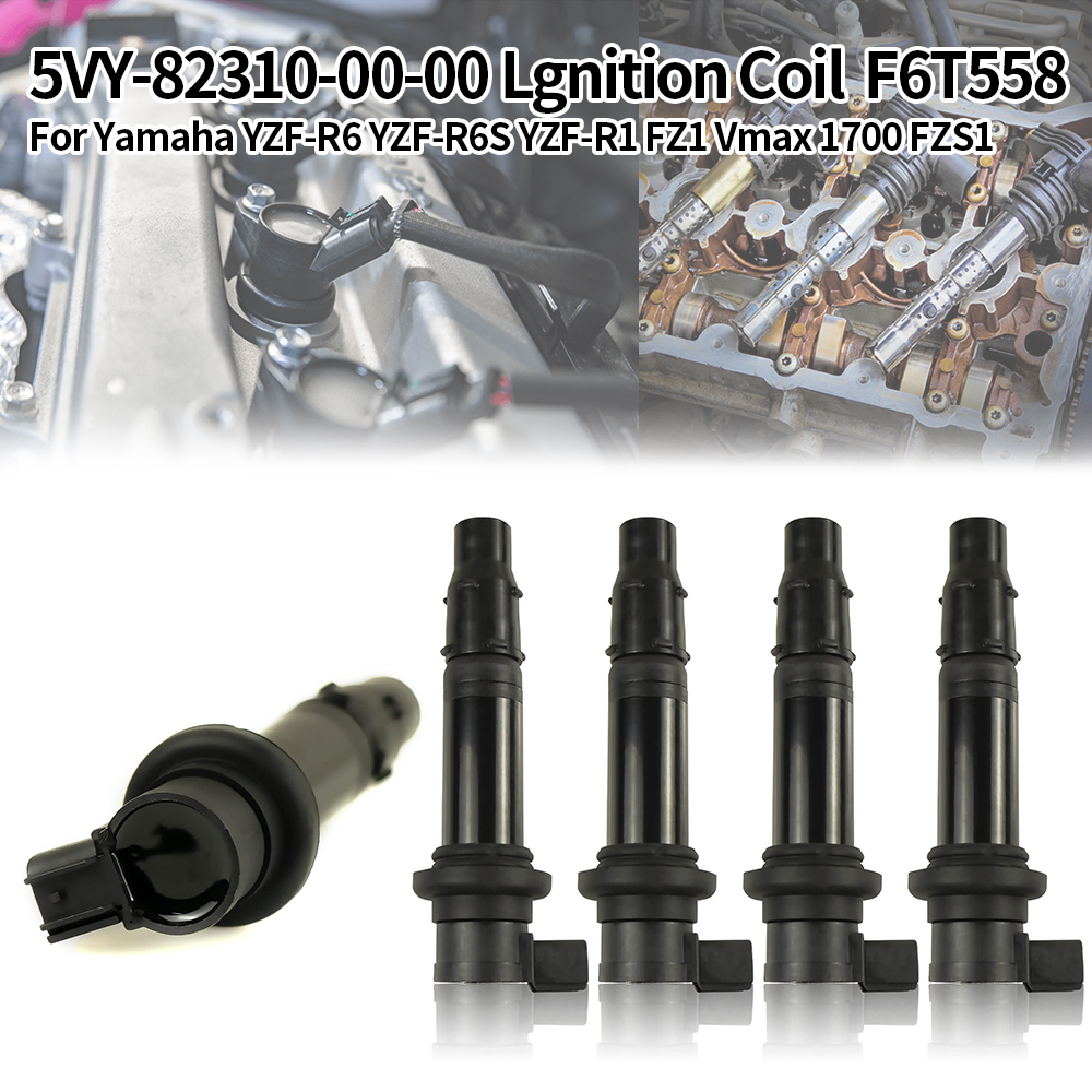 Lgnition コイル 5VY-82310-00-00 F6T558 ヤマハ YZF-R6 YZF-R6S YZF-R1 FZ1 Vmax 1700 FZS1 オートバイアクセサリー 2/4 パック