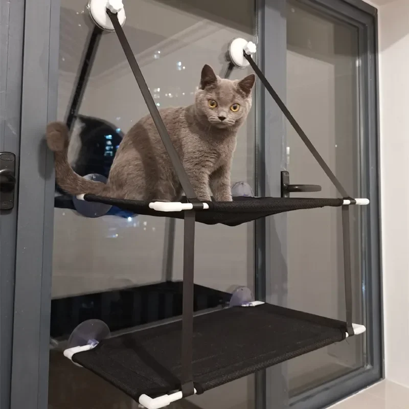 猫ハンモック吸盤窓辺猫快適なハンモック夏通気性メッシュシングル/ダブル吊りベッドペットアクセサリー