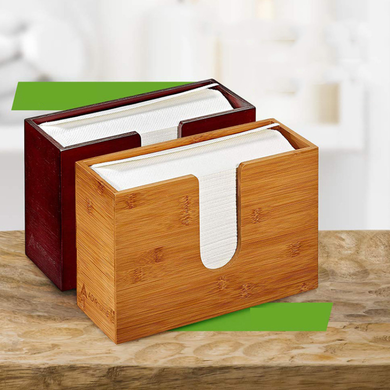 Handmade Natural Bamboo Desktop Tissue Dispenser Smooth Polished Surface Safe Touch Stable Durable Eco-Friendly Paper Holder