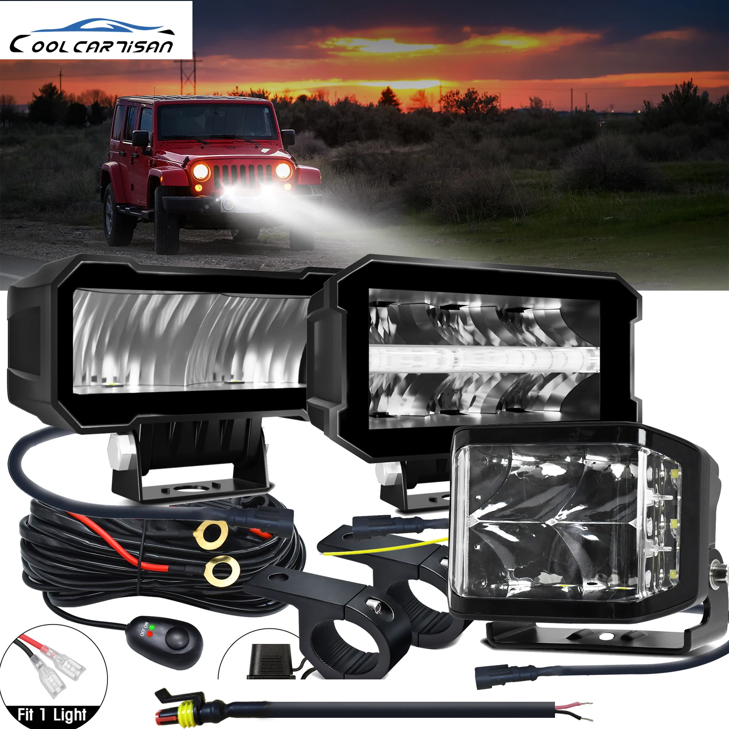 Led ワークフォグドライビングライトバーハイビームヘッドライト 12v LED 照明ブラケット作業灯 24V オフロード ATV 4X4 LED ボートトラック