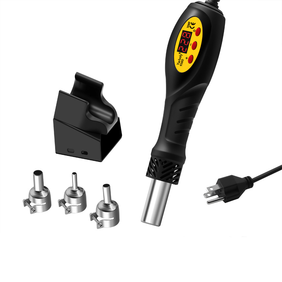 110V ポータブル液晶デジタル熱ホットエアガンブロワーはんだ除去はんだステーション温度調整可能な IC SMD BGA 修理 DIY