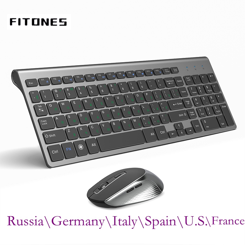ロシア スペイン 米国 フランス語 Ltalian ドイツ語 UK レイアウトのワイヤレス キーボードとマウス コンボ サイレント マウス PC ラップトップ、コンピューター Windows 用。