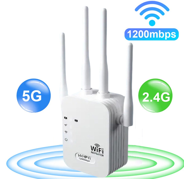 WiFi リピーター 1200Mbps ワイヤレスエクステンダー WiFi ブースター 5G 2.4G デュアルバンドネットワークアンプ長距離信号家庭用 WiFi ルーター