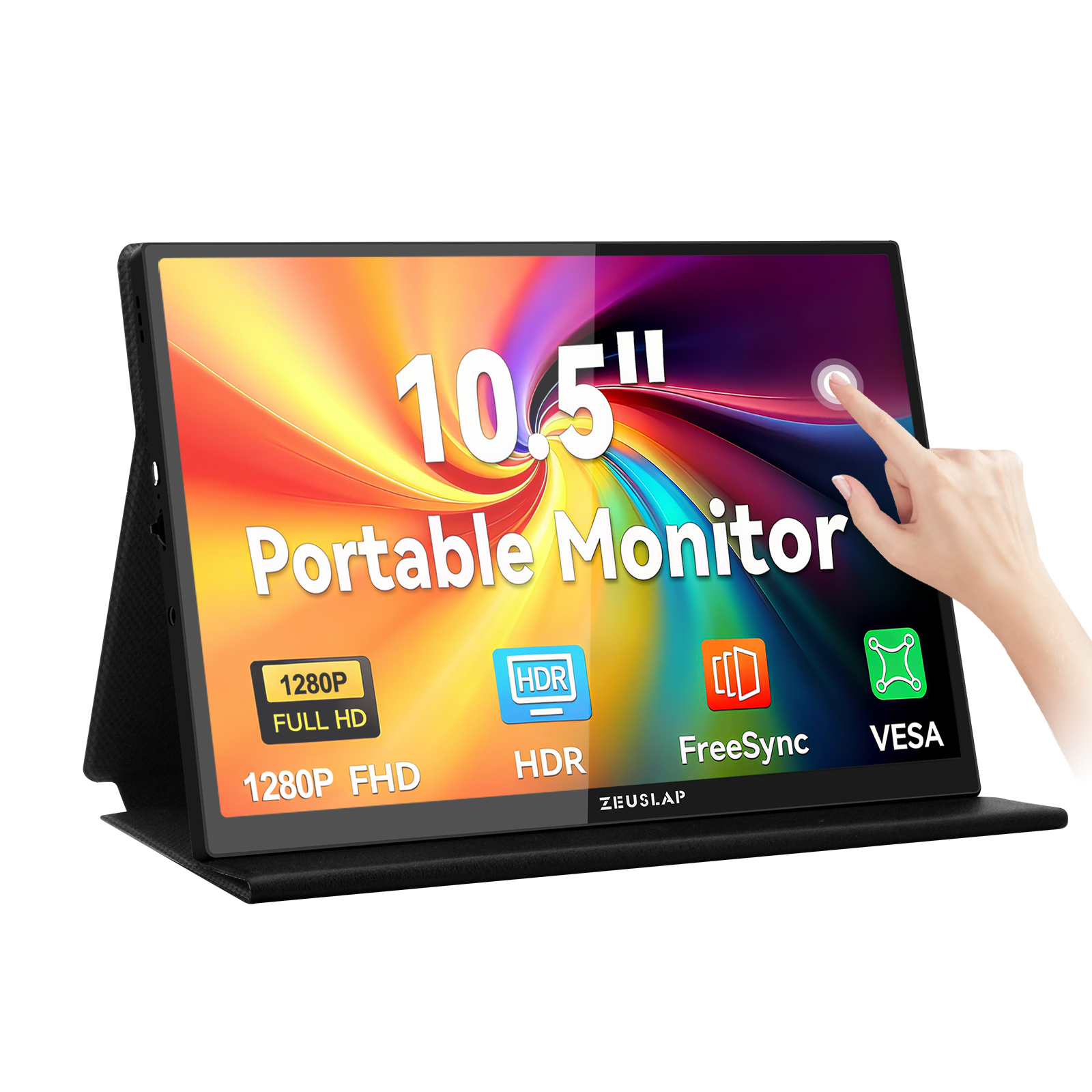 ZEUSLAP 10.5 インチ 1920*1280P FHD 100% sRGB IPS スクリーンディスプレイタッチポータブルサブモニター、スイッチ、PS5、ラズベリーパイ、ラップトップ用