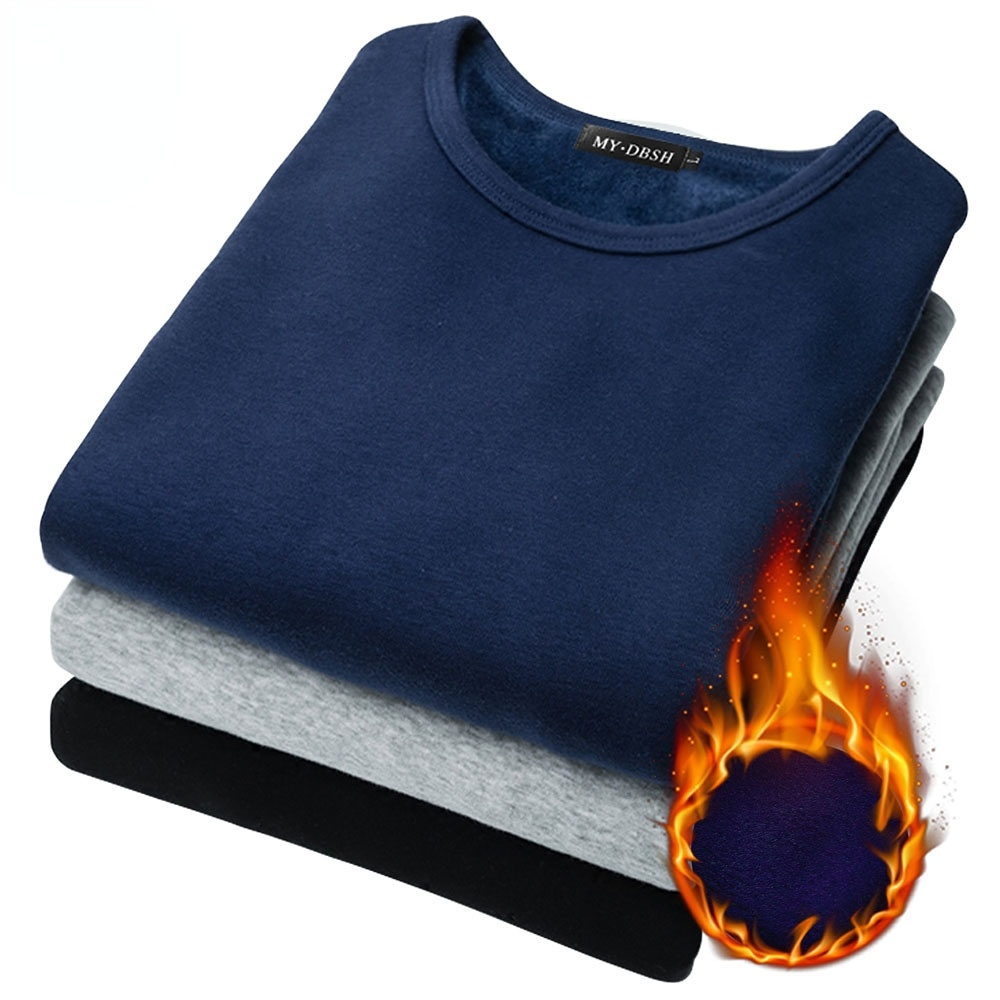 秋冬メンズサーマル Tシャツソフトベルベット厚い長袖 Tシャツ男性黒、白スリムフィット 5XL Tシャツオム