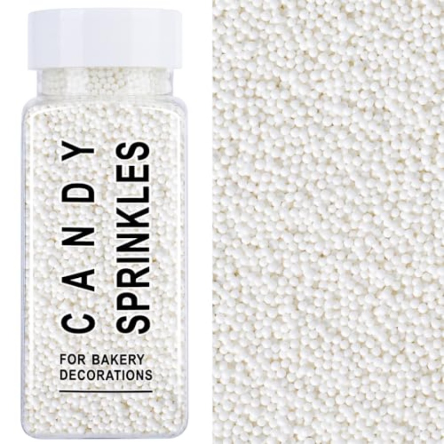 Nonpareils スプリンクル、ケーキデコレーション用 2mm 食用パール、ベーキング、カップケーキ、クッキー、アイスクリーム用 4.6 オンスのミニシュガーキャンディパール