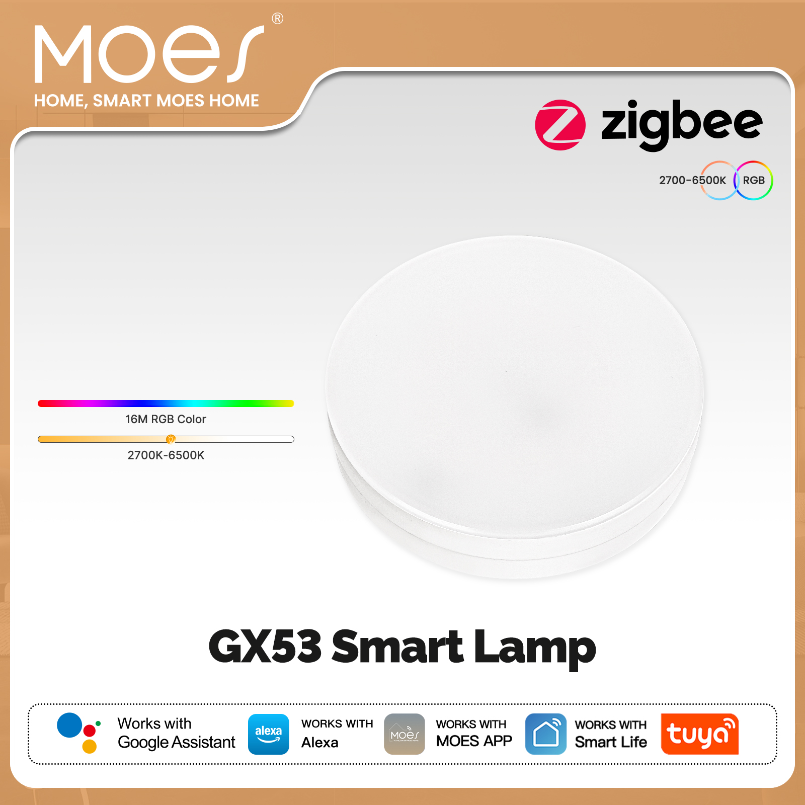 MOES Tuya ZigBee スマート LED ランプ GX53 変色 Dimmabl 電球音楽同期レストランキャビネット Alexa Google ホームと連携