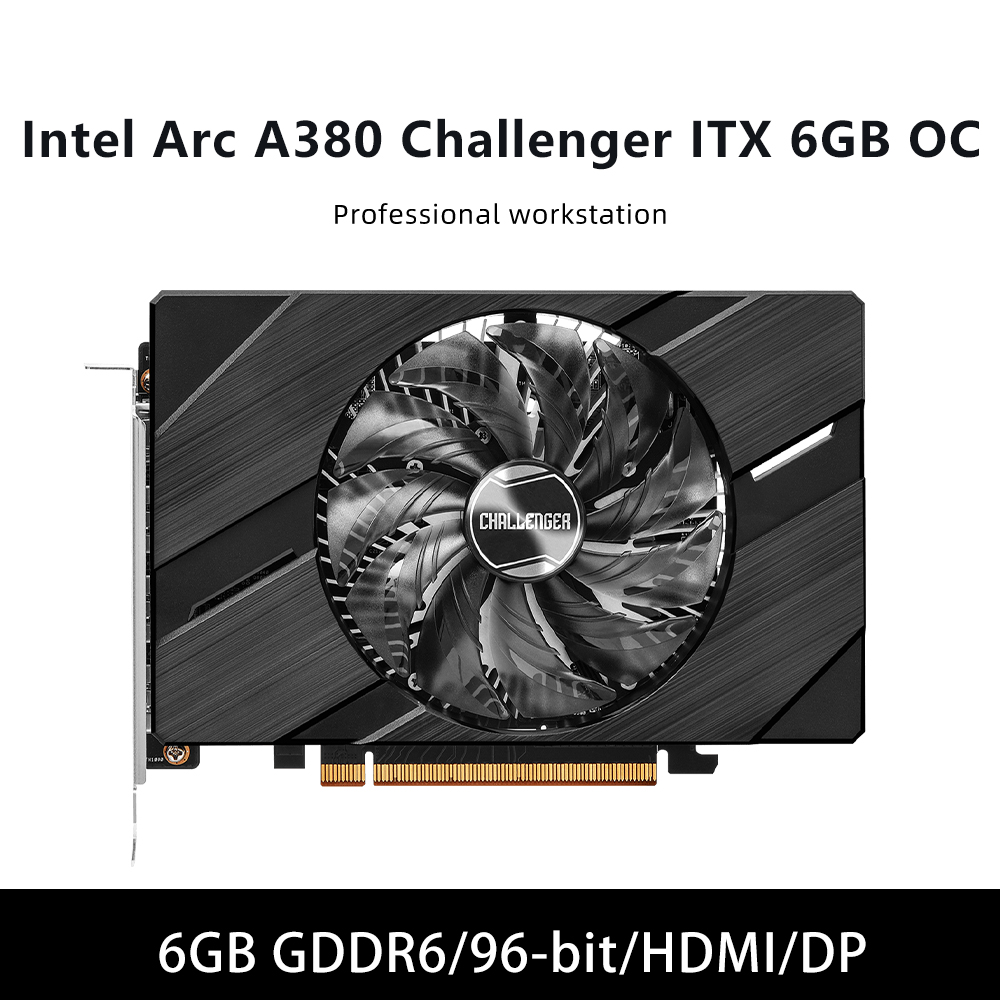 Intel Arc A380 6GB GPU A380 CLI 6GO グラフィックカード 6GB GDDR6 96ビット対応 PCI-E 4.0 HDMI DP 8ピン 500W電源