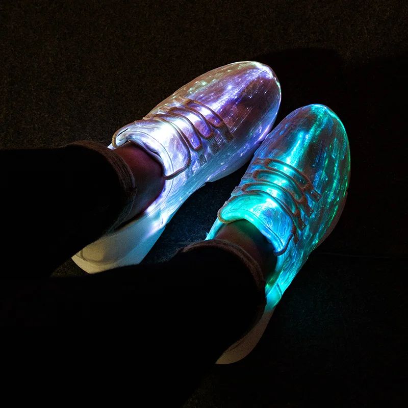 LED 照明靴発光衣装夏 Led 光ファイバー靴ダンス LED ライトアップ靴 USB 充電光るスニーカー