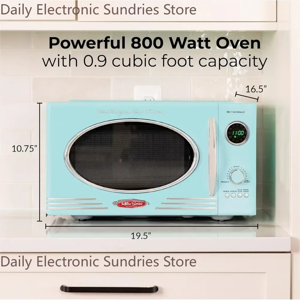 800ワット 0.9立方フィート レトロなカウンタートップ電子レンジ 12の事前プログラムされた調理設定 デジタル時計 キッチン家電