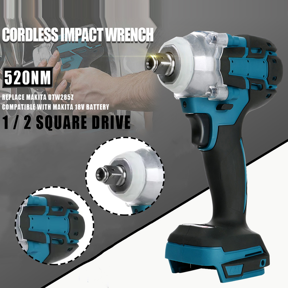 1/2 インチ 520NM ブラシレスコードレス電動インパクトレンチ電動工具互換 18V バッテリーレンチツールボックスセット付き