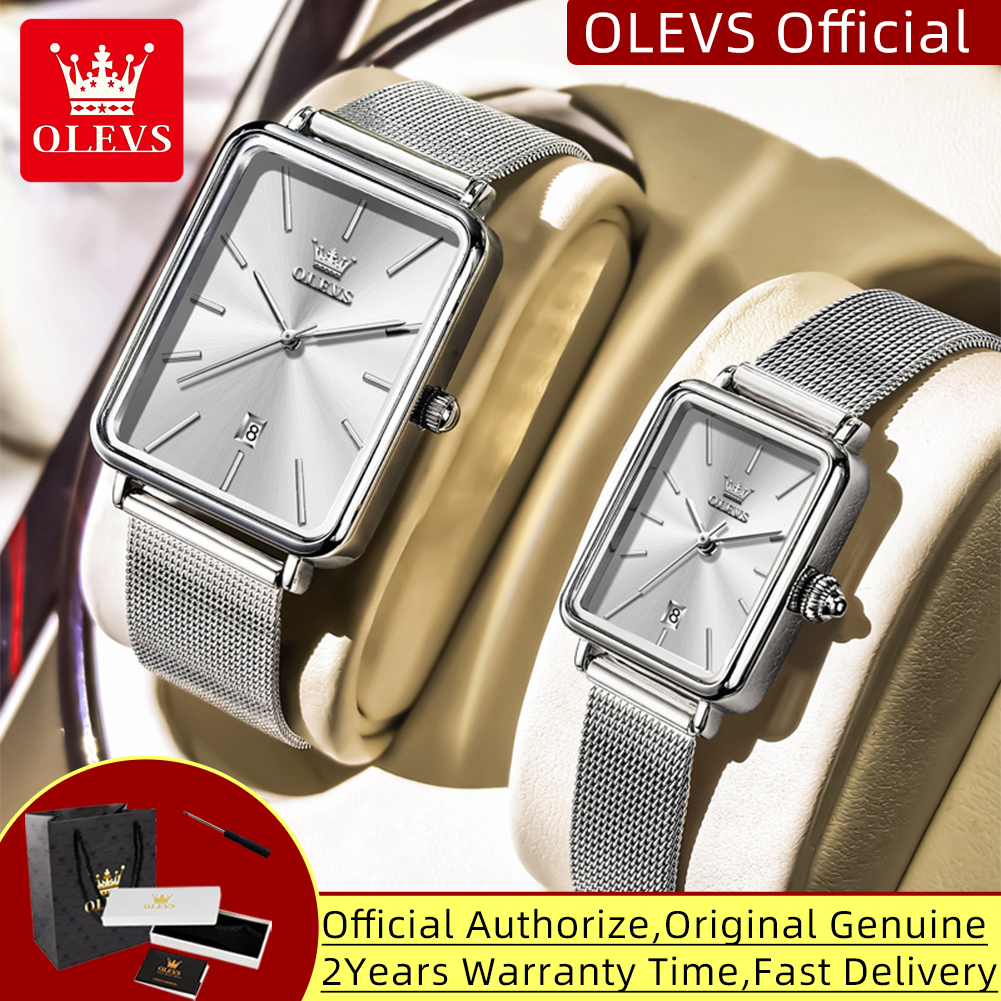 OLEVS 3692 カップル腕時計ギフトボックスセット男性女性ファッションシンプルな超薄型 8 ミリメートルオリジナルクォーツ時計防水日付