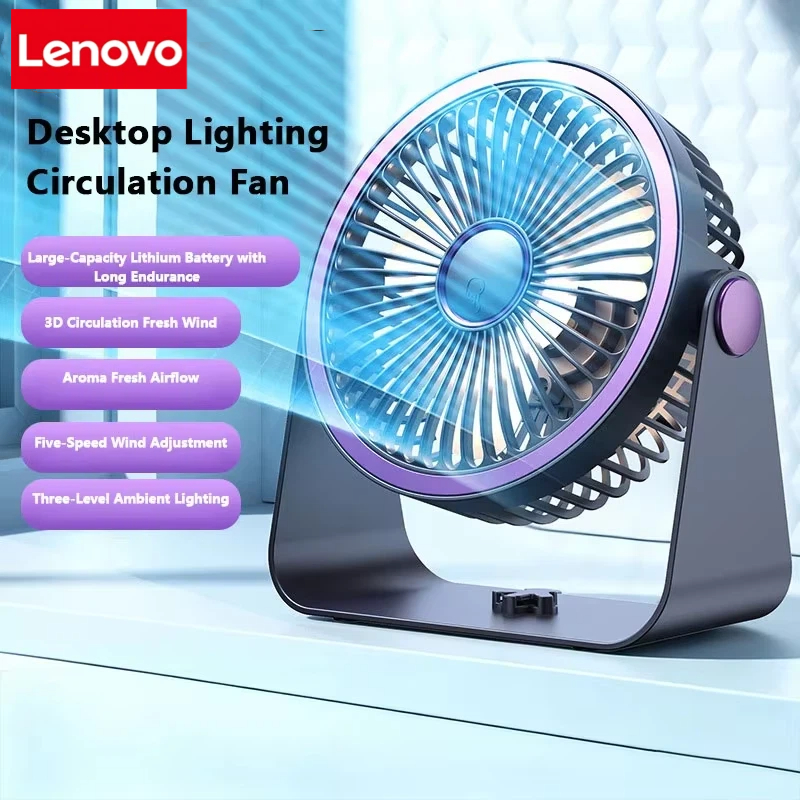 Lenovo USB 充電式テーブルファンポータブル小型ファン学生寮コンピュータ夏のガジェットホームデスクオフィス冷却ファン