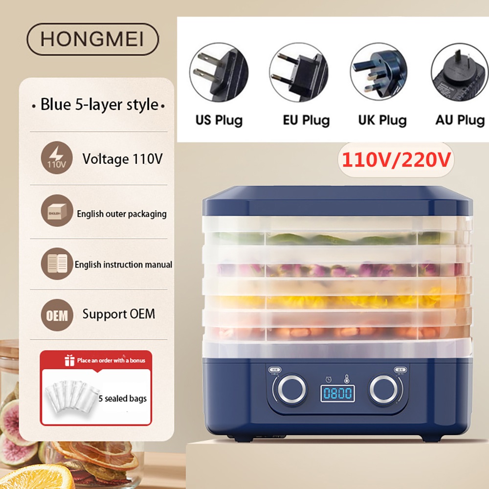 5 Layer Fruit Vegetable Dehydrator Machine Smart 220V/ 110V Electric Food Dryer for Dry Beef Jerky Meat Fish Tea 식품건조기 음식