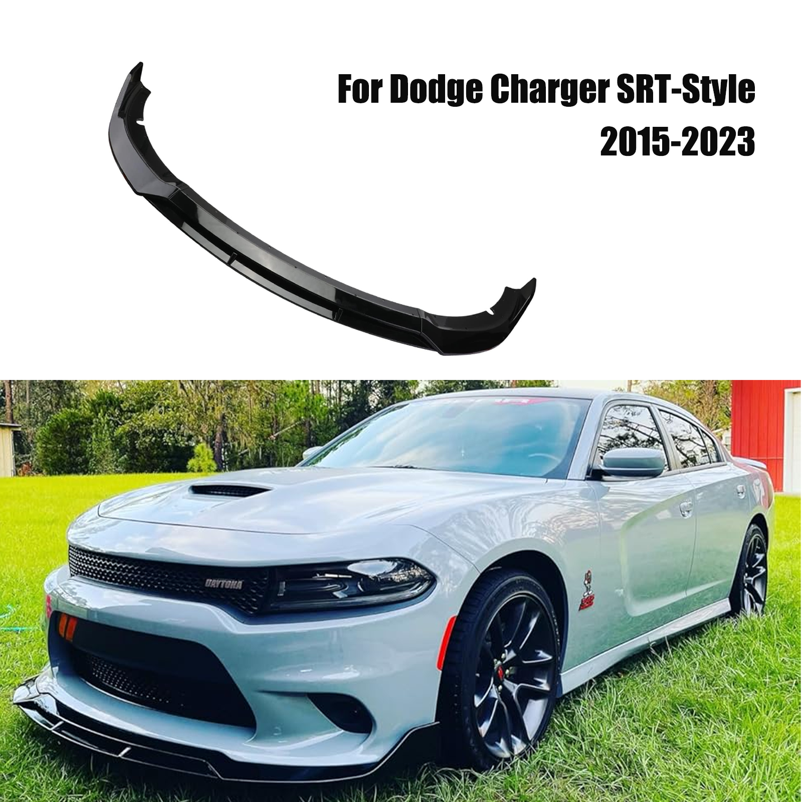 4 個フロントバンパーリップスプリッタースポイラーボディキットダッジチャージャー 2015-2023 SRT スタイル光沢のあるブラックカーボンファイバールック
