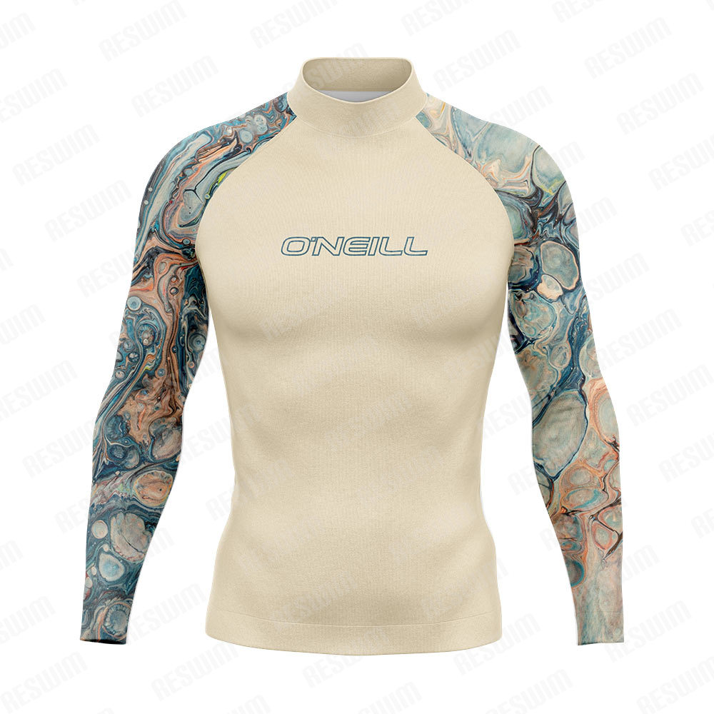 新しいメンズラッシュガード水着長袖サーフ水泳 Tシャツビーチ UV 保護水着ライクラスキンサーフィンダイビング服