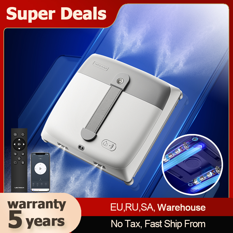 Window cleaning robot Liectroux G9, with 2 vibrating bionic arms, 8-way water pump spray,10000KPa,frameless works,voice prompts