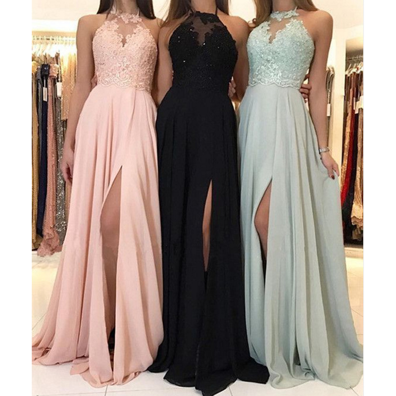 ドレスの女性の結婚式のセクシーなホルターレース花ノースリーブハイウエストイブニングロングドレスガウン Vestidos スリムフィットエレガント 2024