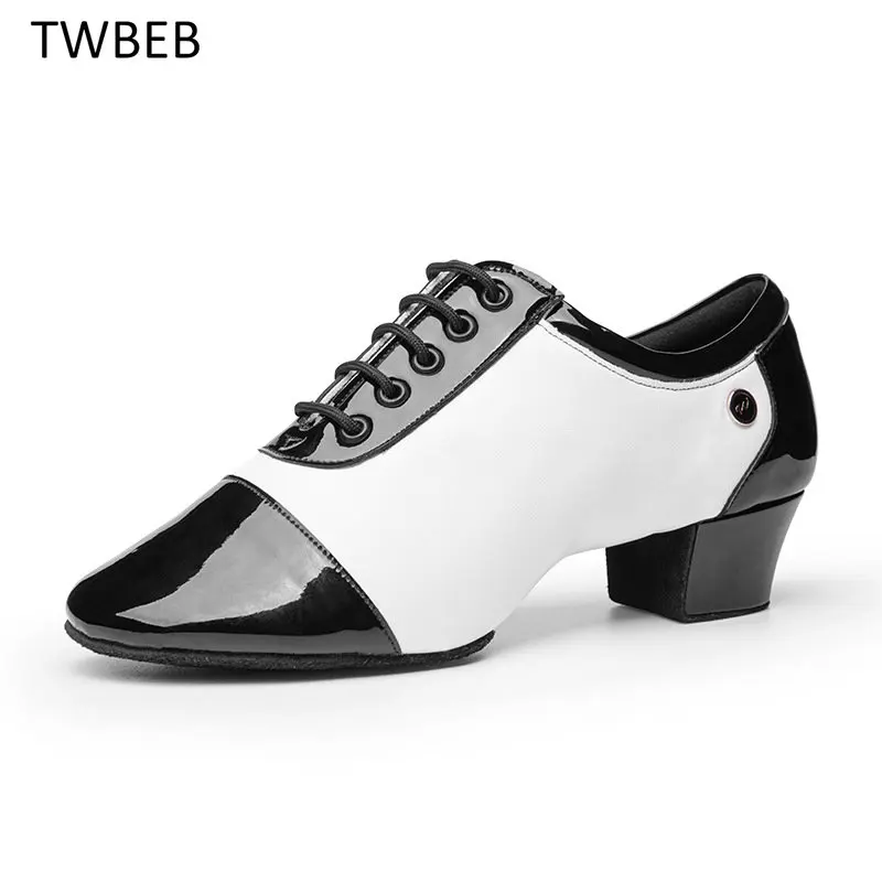 TWBEB 新しいモダンな男性の社交タンゴラテンダンスシューズ男分割屋内ソフトソールブラックホワイトスクエアダンス子供男の子靴