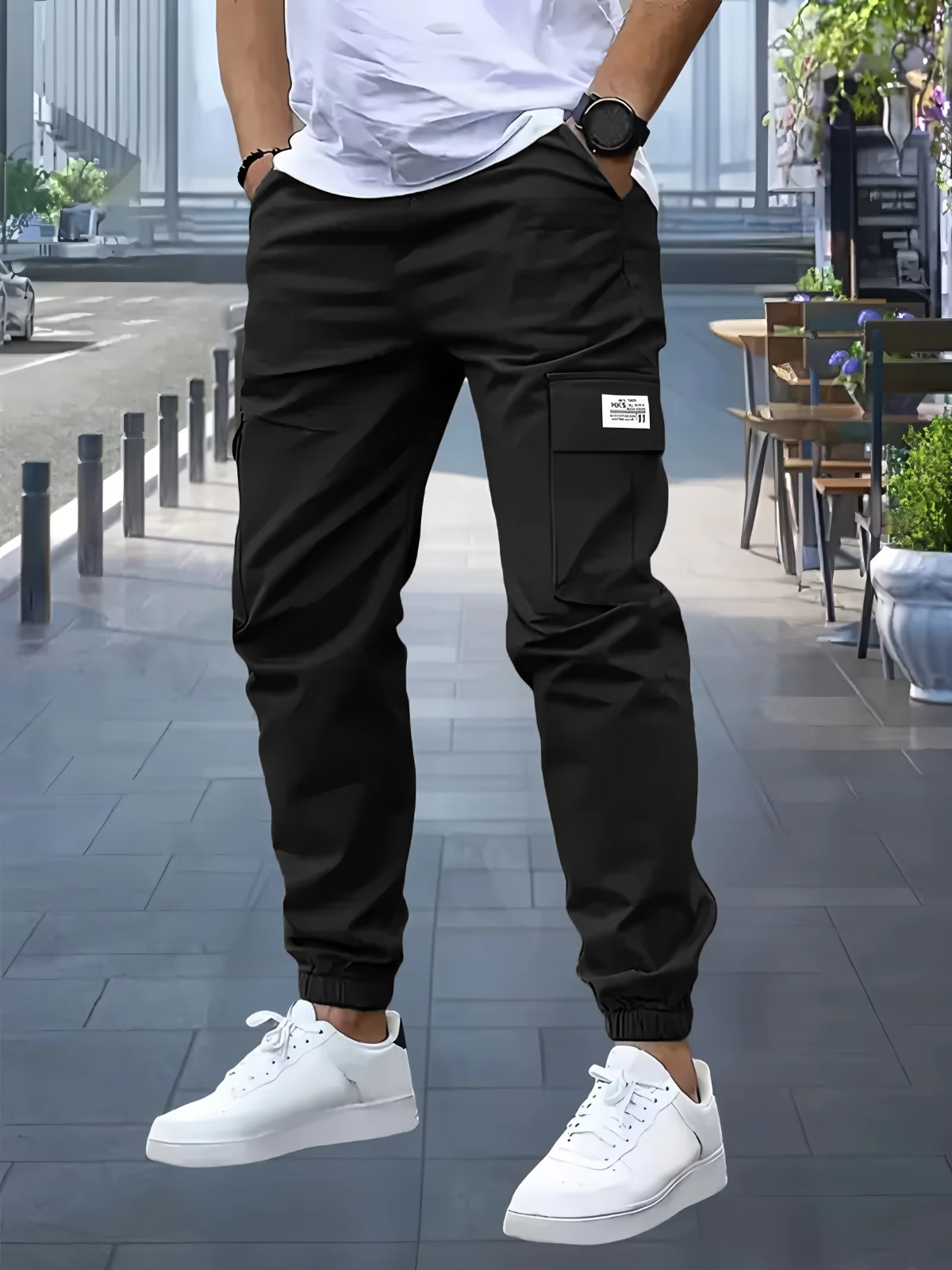 1XL-6XL プラスサイズメンズカジュアルカーゴスウェットパンツ春/秋ウエスト巾着ジョガーハイキング戦術的なパンツ男性ポケット