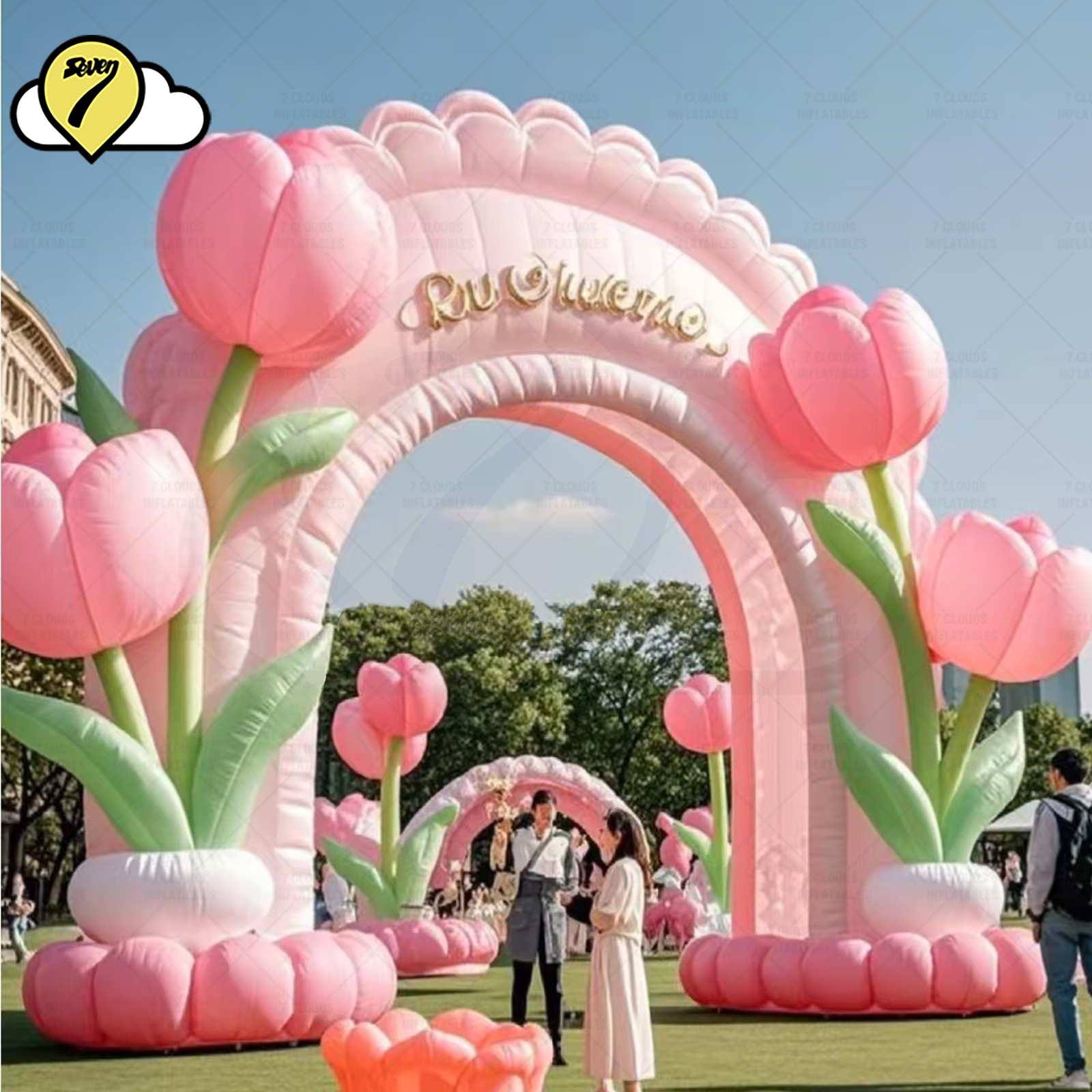 20FT 巨大なインフレータブルフラワーアーチエアブロークリエイティブ玄関アーチ屋外ウェディングイベントパーティーショーガーデン広告小道具