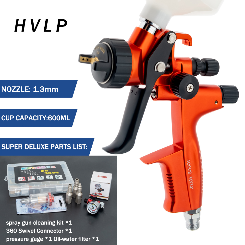 高品質 4000B HVLP スプレーガン 1.3 ミリメートルステンレス鋼ノズル霧化プロの噴霧器ペイントエアブラシ車の塗装