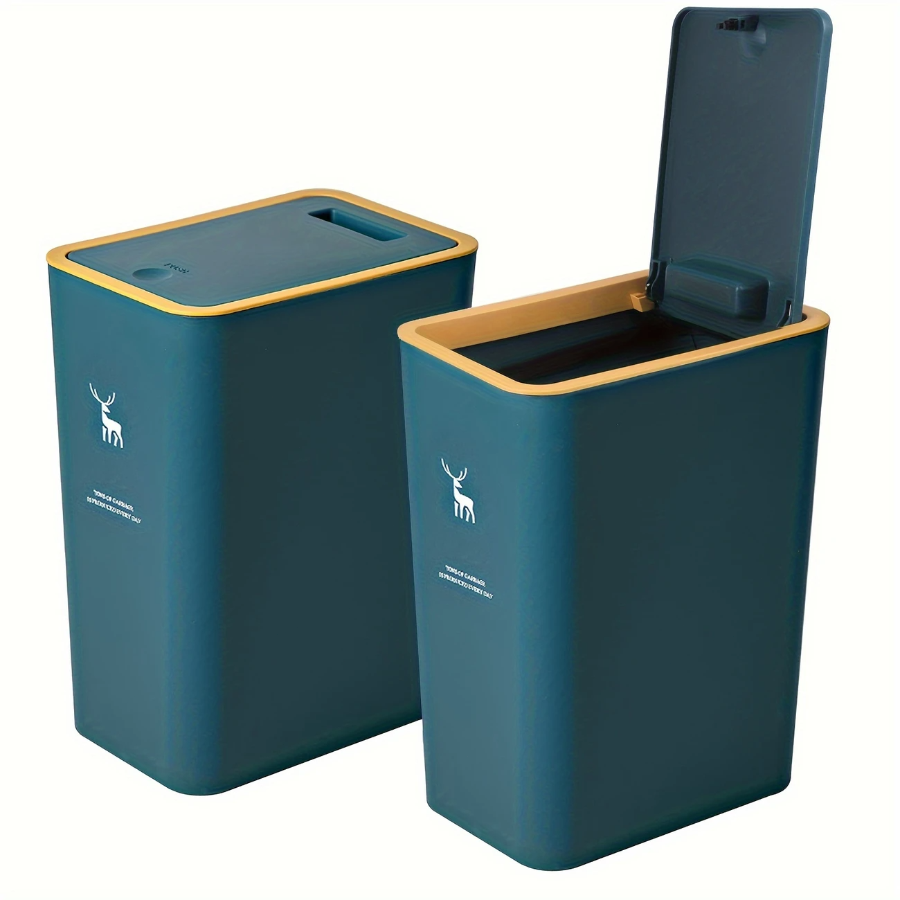1pc バスルームゴミ箱 15L ゴミ箱 プレス上蓋付き キッチン、寝室、リビングルーム用 プラスチック製ゴミ箱 ポップアップ蓋付き