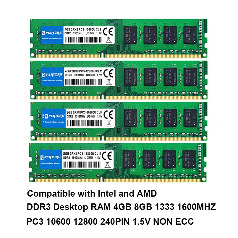 Q-PERTORS DDR3 4GB/8GB RAM 1333MHz/1600MHz DIMM RAM 240ピン 1.5V NON ECC IntelおよびAMDプロセッサ対応