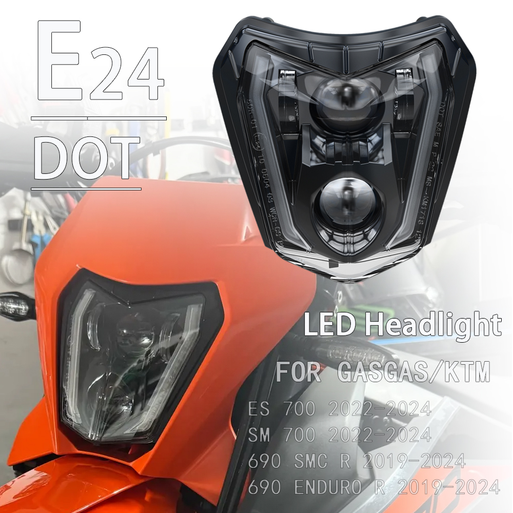 LED ヘッドライトヘッドランプ KTM 690 SMC エンデューロ R GasGas ES SM 700 ES700 SM700 2019-2024 オートバイマスクフェアリング H4 ライトランプ DRL