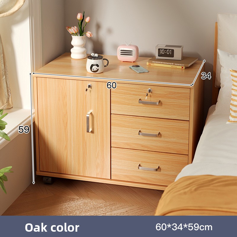 安定したベッドサイドキャビネットシンプルなロック付き取り外し可能な多機能収納ラックローキャビネットベッドサイドキャビネット