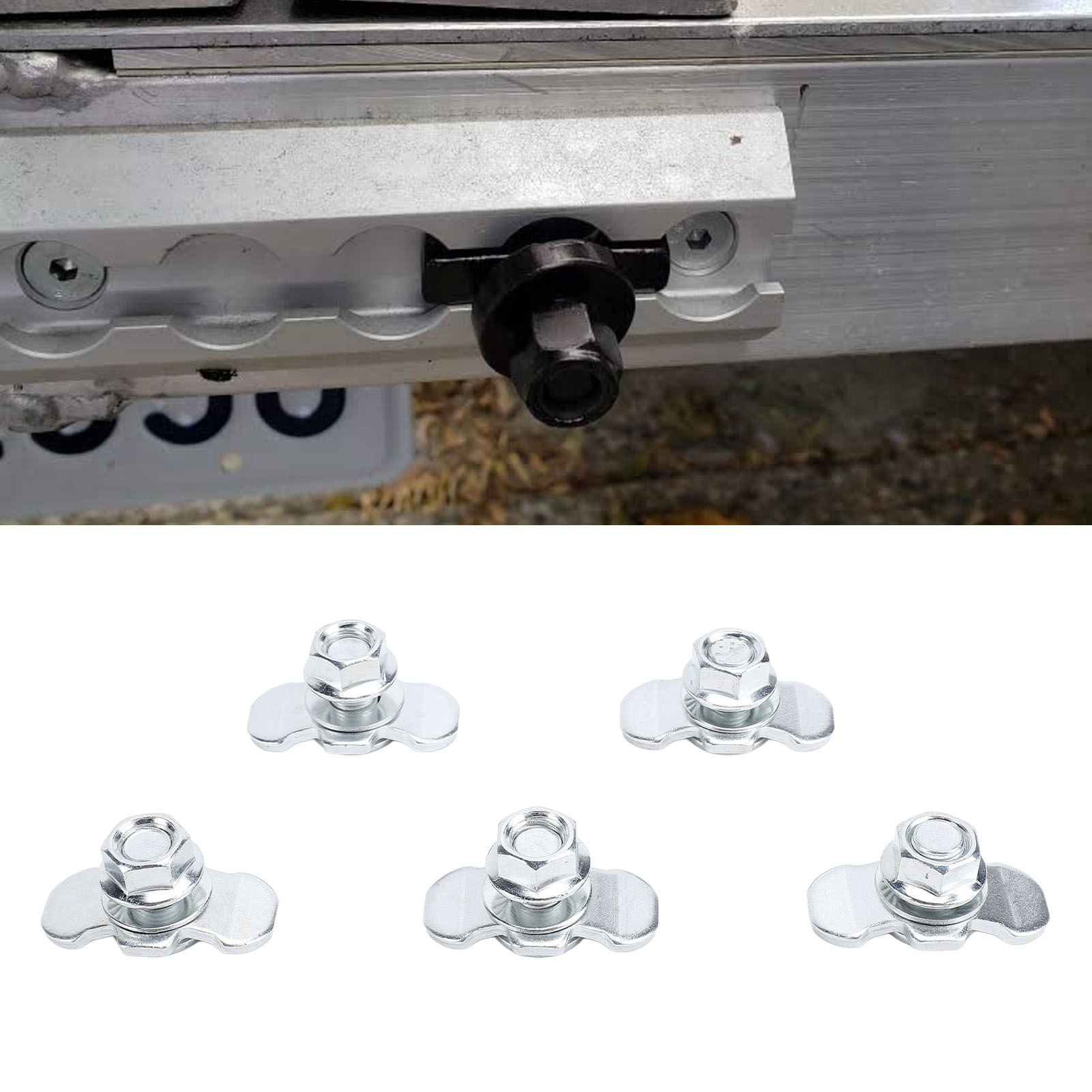 5pcs M10x20mm L Track Stud Nut - Double Lug Fitting for Truck, Trailer, RV & ATV Cargo Control