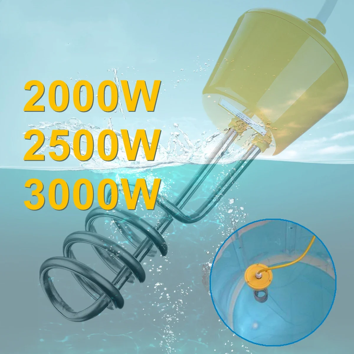 3000 ワット電気温水器ステンレス鋼自動浸漬ヒーターポータブル温水ボイラーバケツスイミングプール用