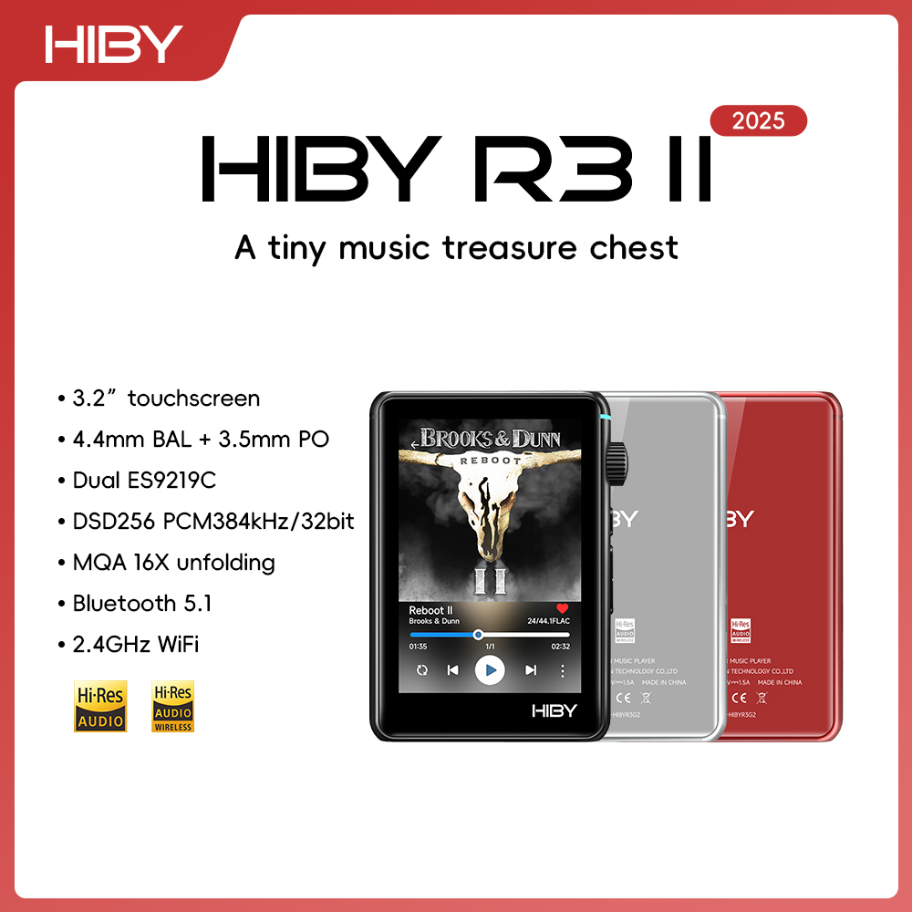 HiBy R3 II 2025 / R3 Gen 2 音楽プレーヤー Bluetooth 5.1 WiFi MQA16X DSD256 Web ラジオ USB オーディオドングル DAC X1600E ES9219C 3.2''
