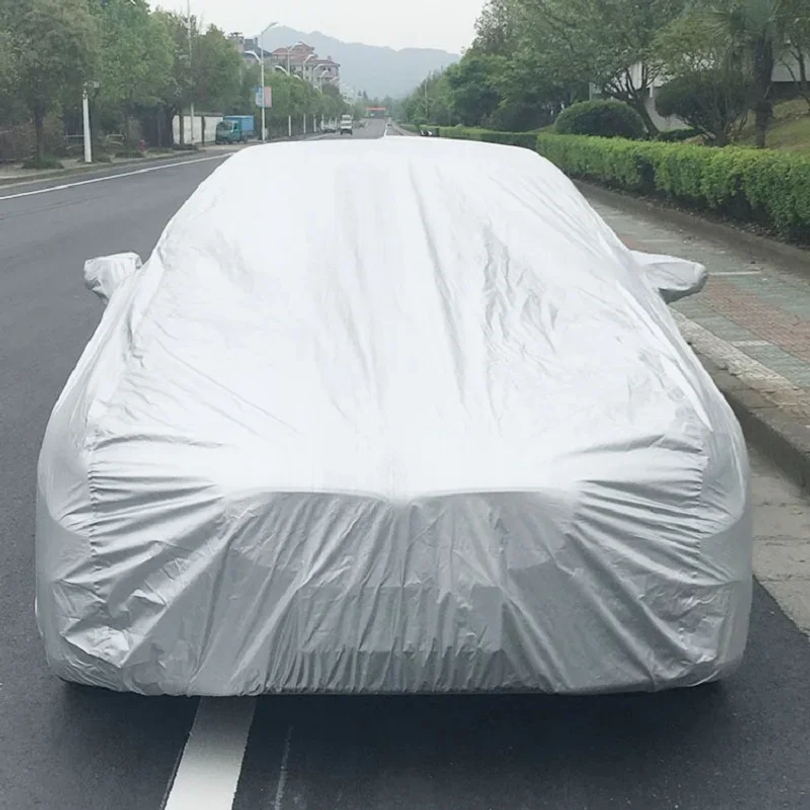 ユニバーサルフルカーカバーポータブル屋外防水 UV 保護耐スクラッチ車の衣類自動車ダストカバーアクセサリー