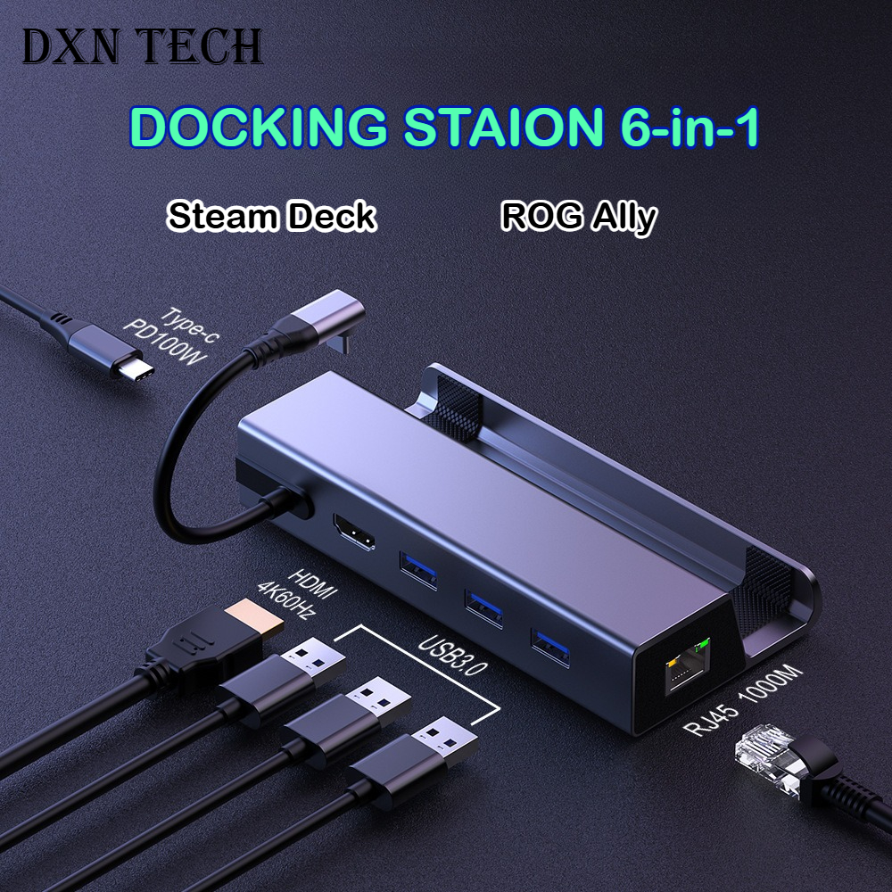 Steam デッキ 4k HD 6 in 1 ハブ USB タイプ C から HDMI 互換 4K 60Hz RJ45 USB 3.0 SteamDeck 充電用ドッキングステーション