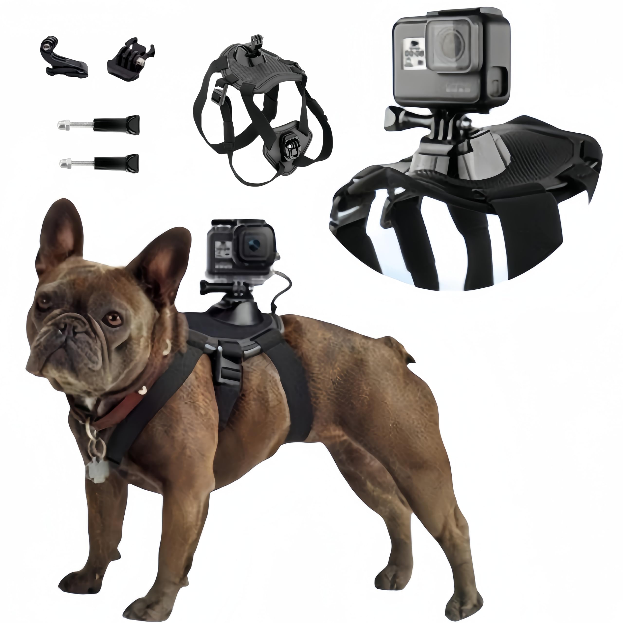 GoPro 用調節可能な犬用ハーネス、小型中大型犬用の 2 つの取り付けベース付き、DJI Osmo Pocket カメラと互換性あり